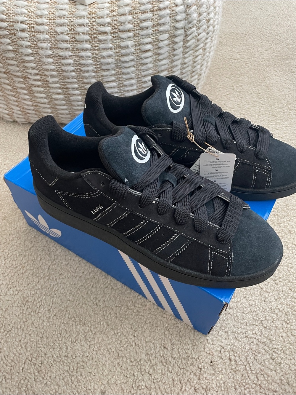 adidas Black Suede Campus Low-Top Sneakers size 11.5
